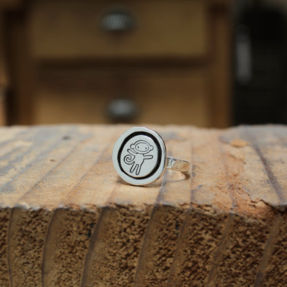 Sterling Silver Sock Monkey Sketch Ring by Mark Poulin