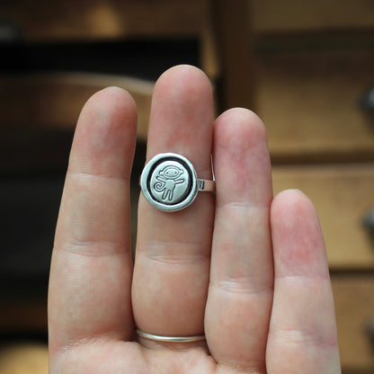 Sterling Silver Sock Monkey Sketch Ring by Mark Poulin