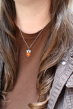 Sterling Silver Connected Hearts Pendant with Prong Set 10mm Carnelian - Love and Friendship Gift