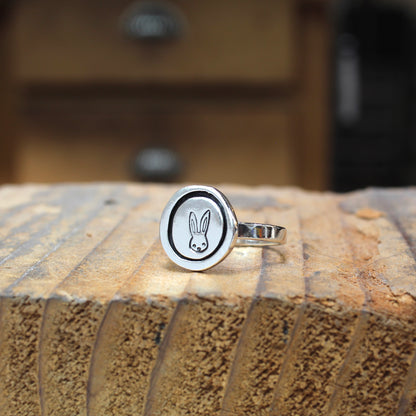 Sterling Silver Rabbit Sketch Ring by Mark Poulin