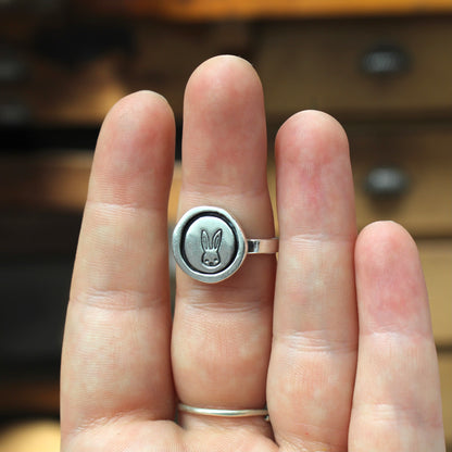 Sterling Silver Rabbit Sketch Ring by Mark Poulin