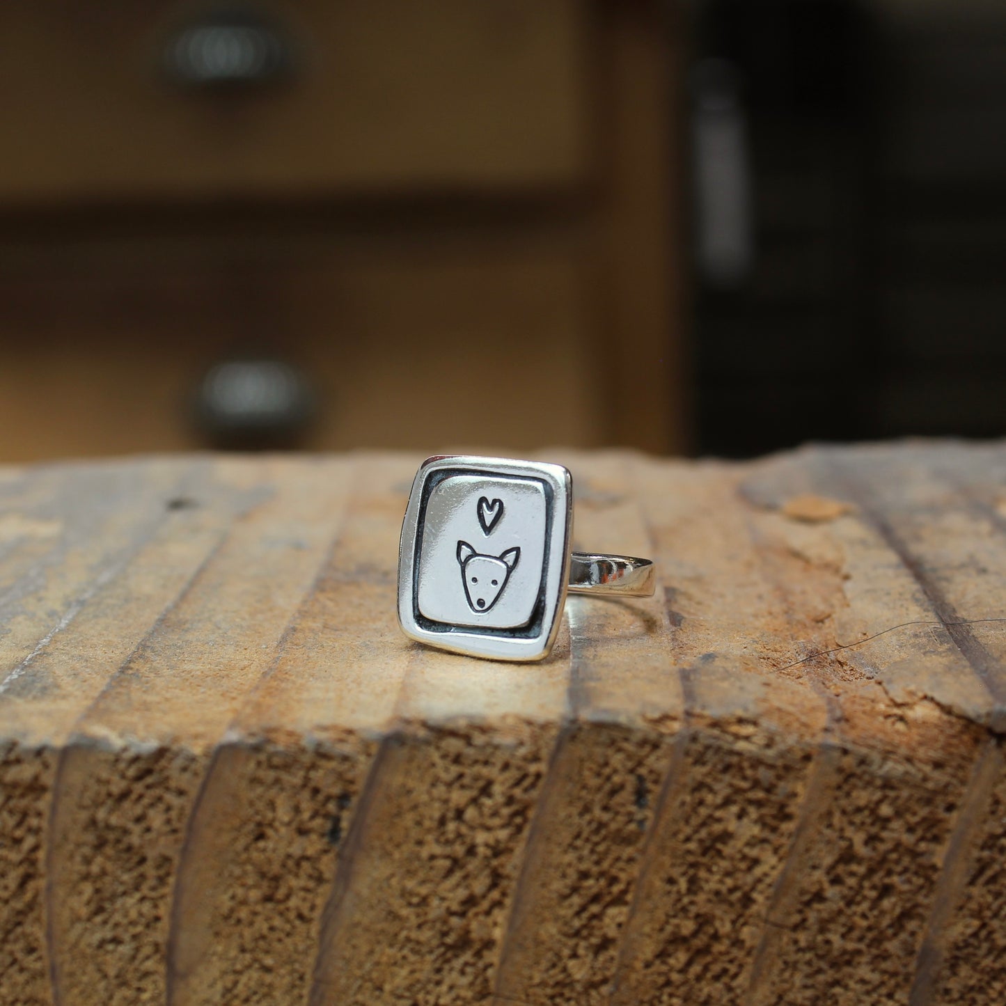 Dog Ring - Sterling Silver Terrier Pup Charm Ring in sizes 5 through 10