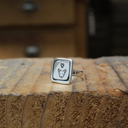 Dog Ring - Sterling Silver Terrier Pup Charm Ring in sizes 5 through 10