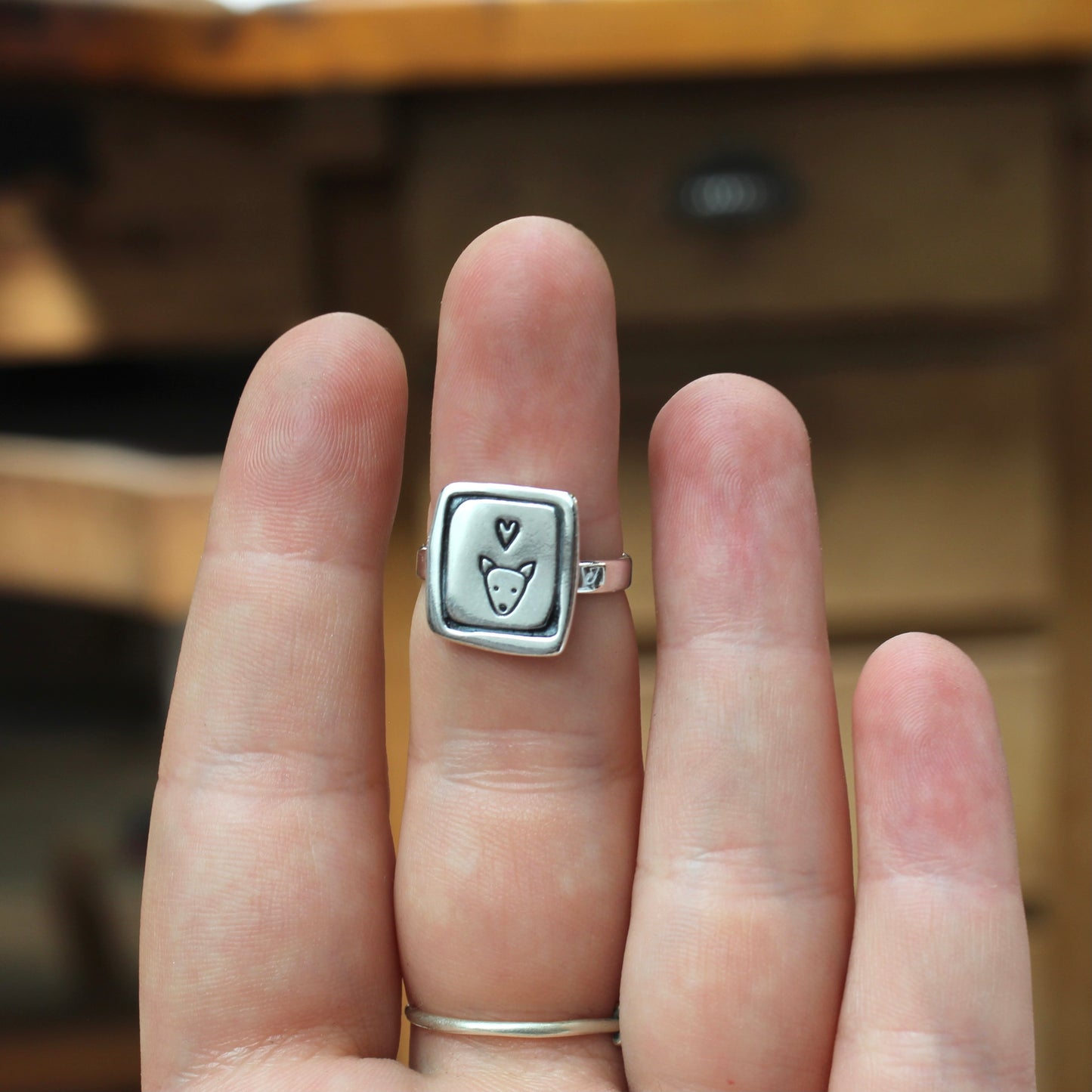 Dog Ring - Sterling Silver Terrier Pup Charm Ring in sizes 5 through 10