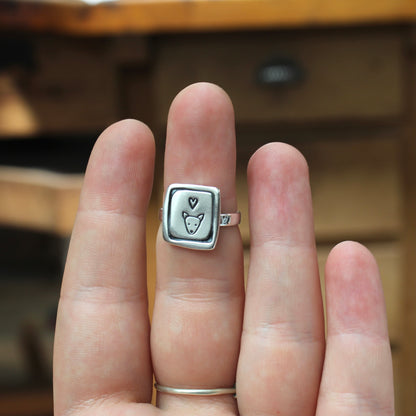 Dog Ring - Sterling Silver Terrier Pup Charm Ring in sizes 5 through 10