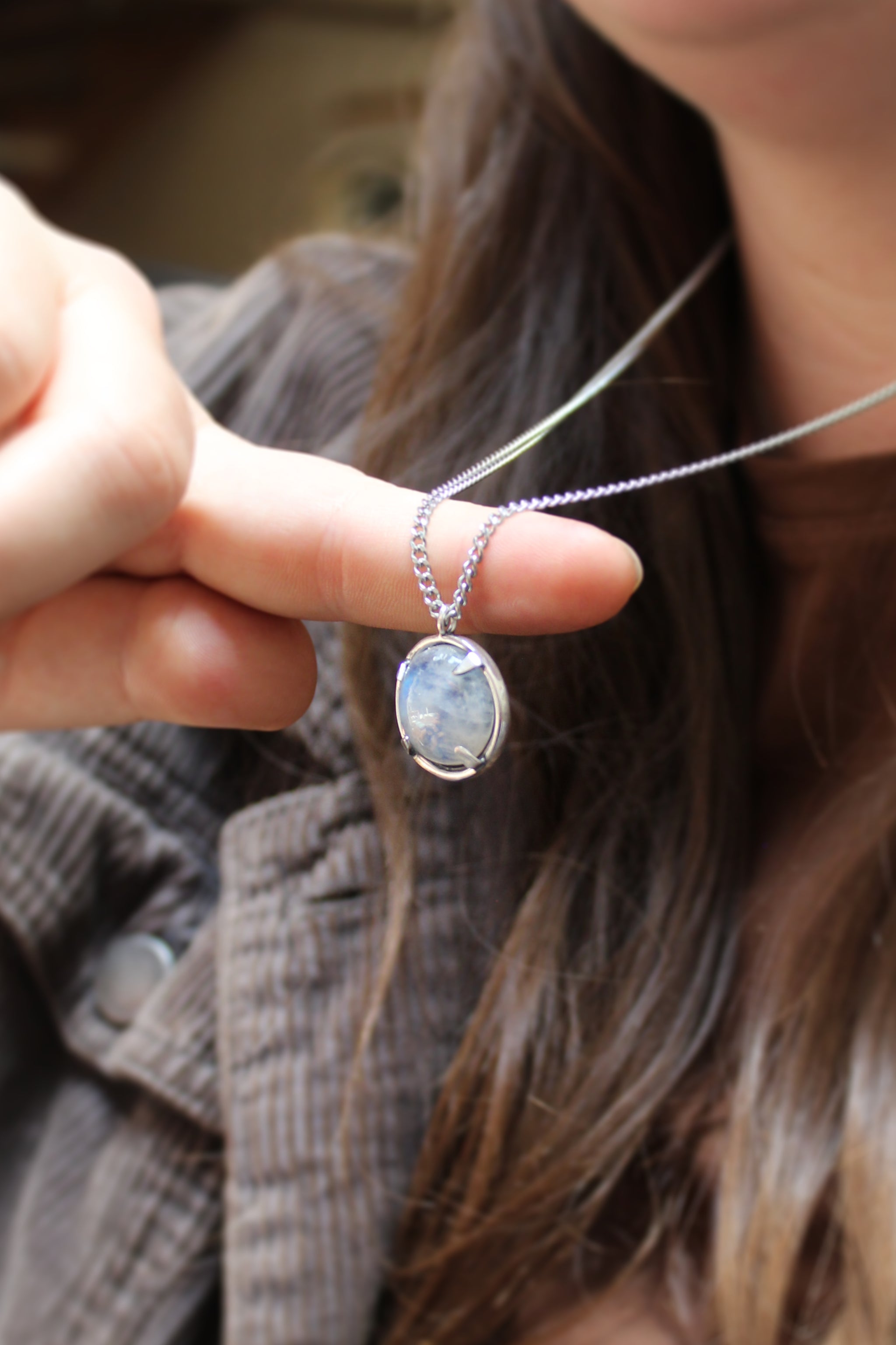 Prong Set Moonstone Necklace Mark Poulin Jewelry