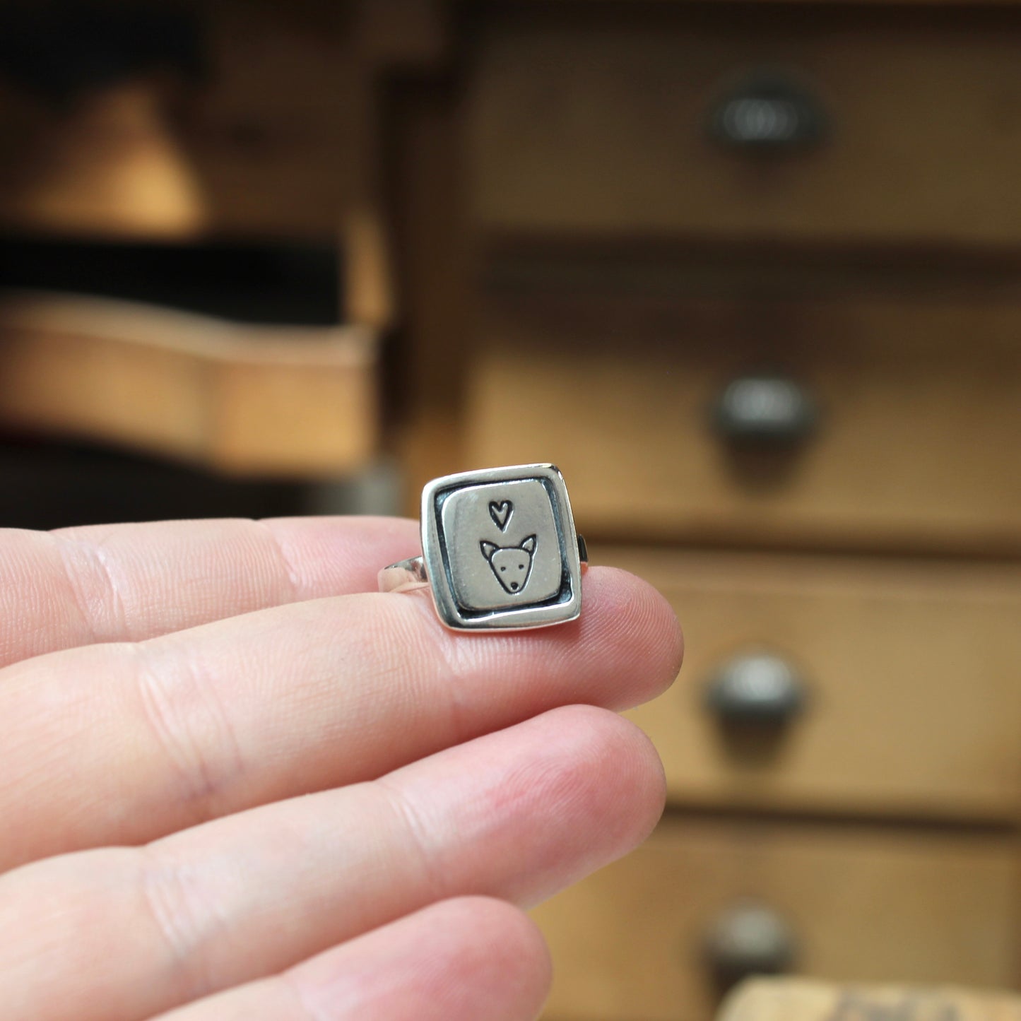 Dog Ring - Sterling Silver Terrier Pup Charm Ring in sizes 5 through 10