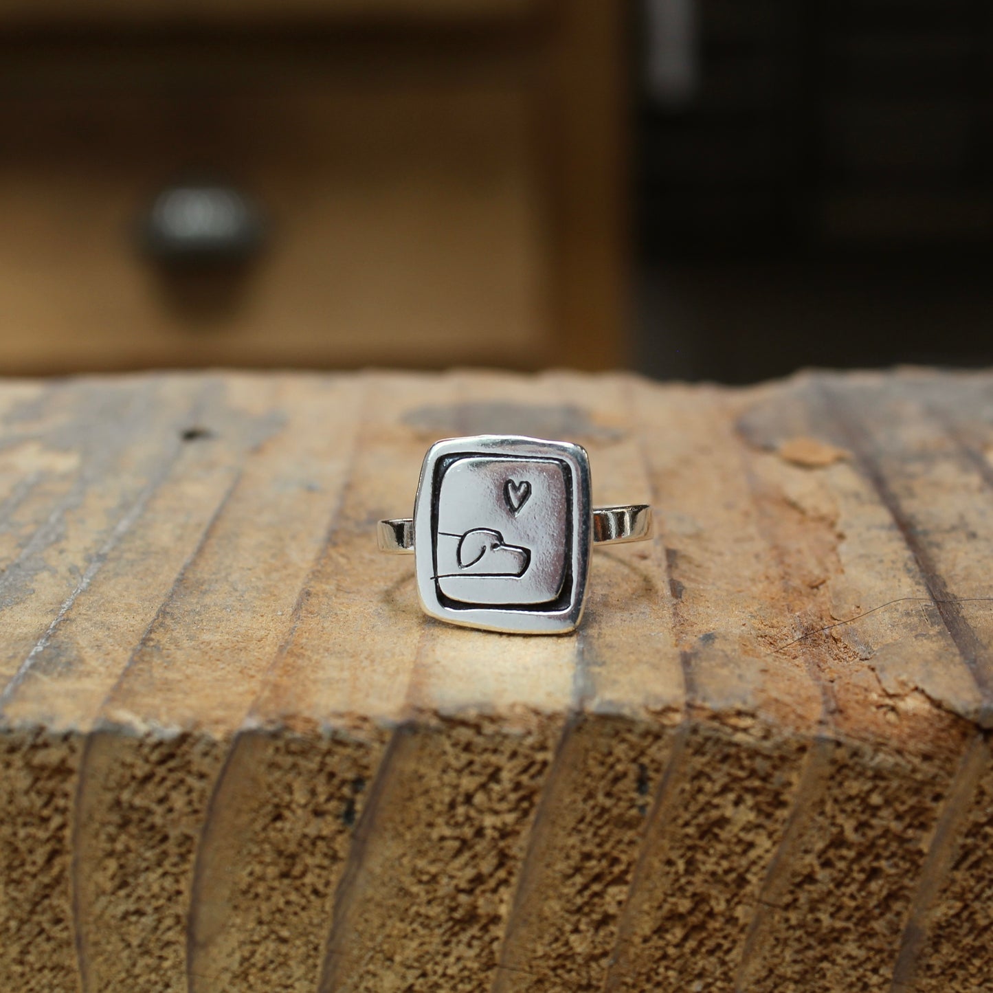 Dog Ring - Sterling Silver Labrador Charm Ring in sizes 5 through 10