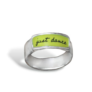 Just Dance Band Ring -Silver and Enamel Dancer Ring -For Ballet, Modern, Hip Hop, Ballroom, Folk, Latin, African, Salsa, Tango, Waltz