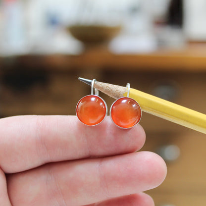 Sterling Silver Deep Orange Carnelian Earrings on Silver Lever Back Wires