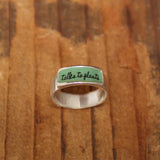 Talks to Plants Ring - Sterling Silver and Green Enamel Gift for Gardners - Green Thumb Gift for Men and Women