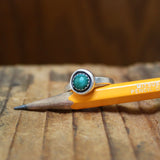 Rose Cut Emerald Ring Bezel Set in Sterling Silver - Great for Stacking or Pairing