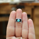 Sterling Silver Turquoise Stacker Ring - Handmade Turquoise Ring in Shadow Setting