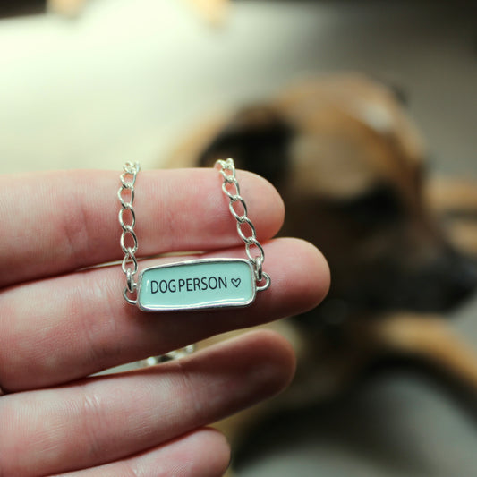 Sterling Silver "Dog Person" and "Talks to Dogs" Bracelet- Gift for Dog Owners