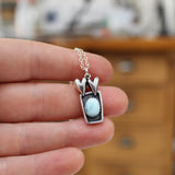 Hearts Connected Forever - Romantic Gift Pendant - Set With Larimar on an Adjustable Chain
