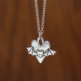 Sterling Silver Bat Charm Necklace on Adjustable Sterling Chain