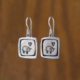 Sterling Silver Sheep Charm Dangle Earrings - Lamb Jewelry - Sheep Gift