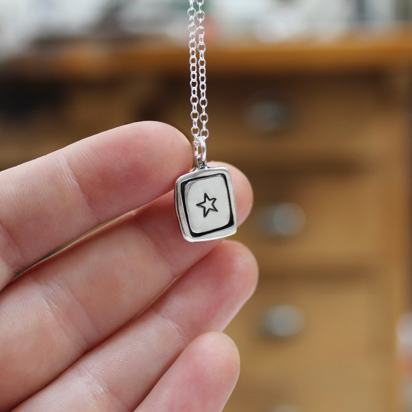 Sterling Silver Star Necklace - Bright Star Charm Pendant - Look Up and Shine Jewelry