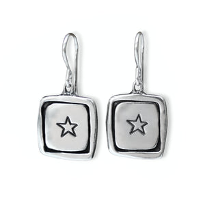 Sterling Silver Star Charm Dangle Earrings - Star Jewelry - Shining Star Gift