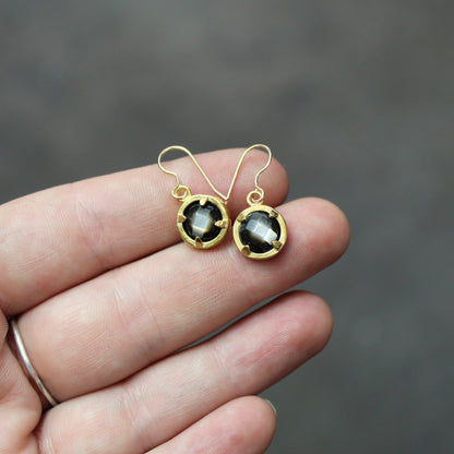 Prong Set Mother of Pearl Earrings in Gold Backing
