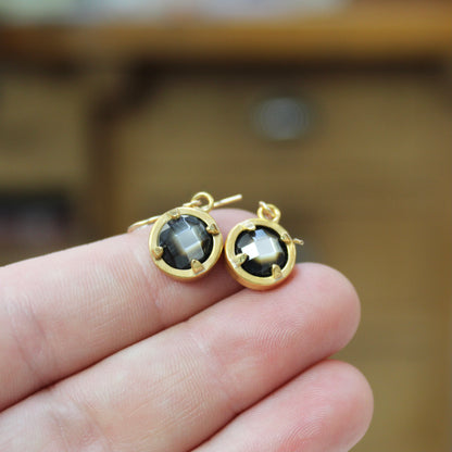 Prong Set Mother of Pearl Earrings in Gold Backing