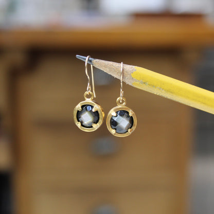 Prong Set Mother of Pearl Earrings in Gold Backing