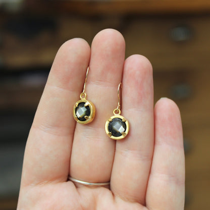 Prong Set Mother of Pearl Earrings in Gold Backing