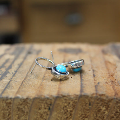 Modern Southwest Style Sterling and Turquoise Post Earrings