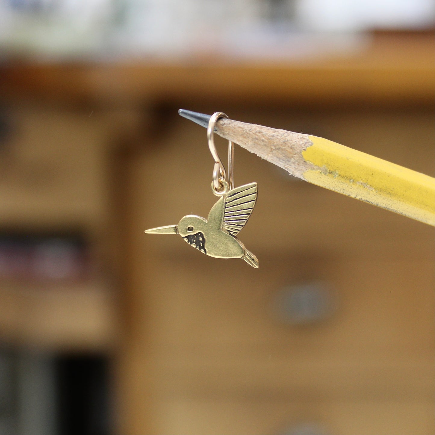 Gold Dipped Tiny Hummingbird Earrings