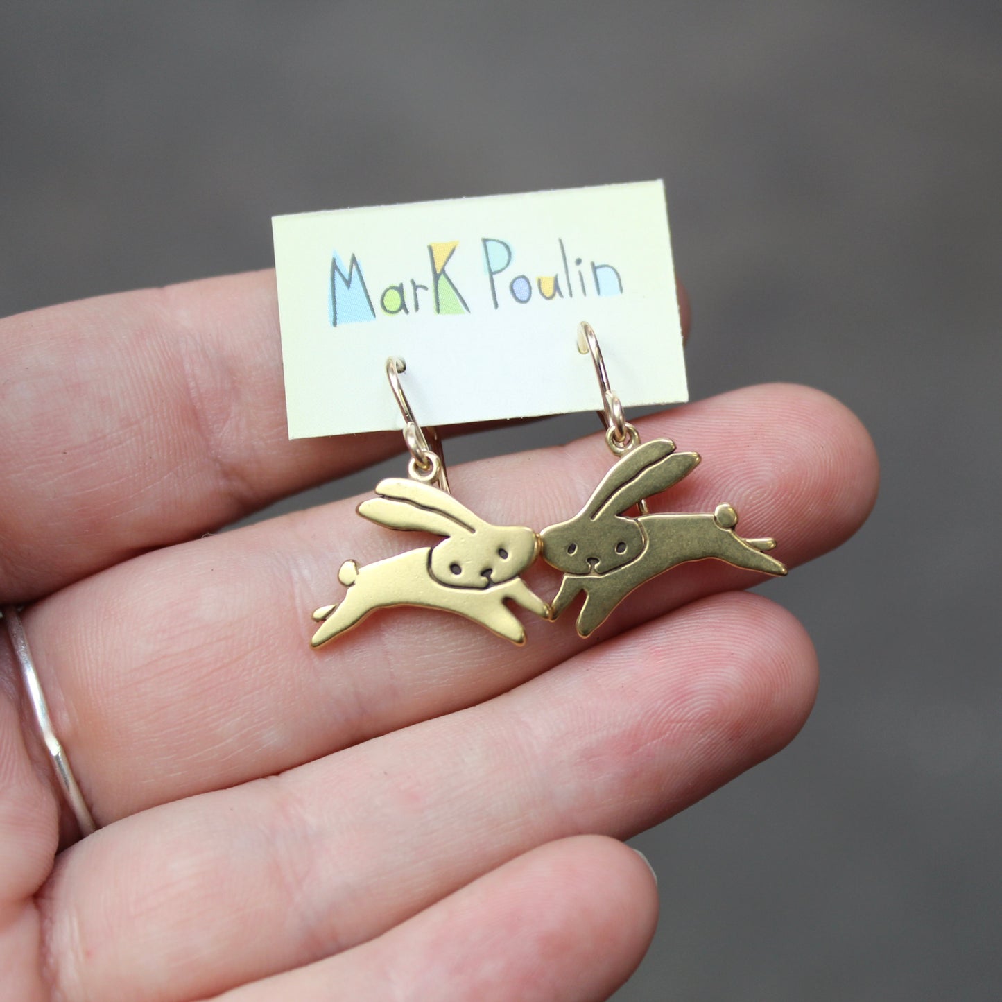 Gold Dipped Jumping Bunny Earrings