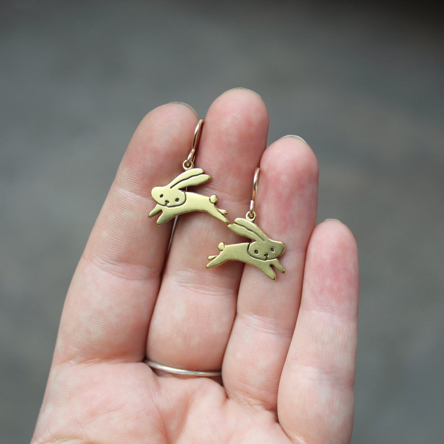 Gold Dipped Jumping Bunny Earrings