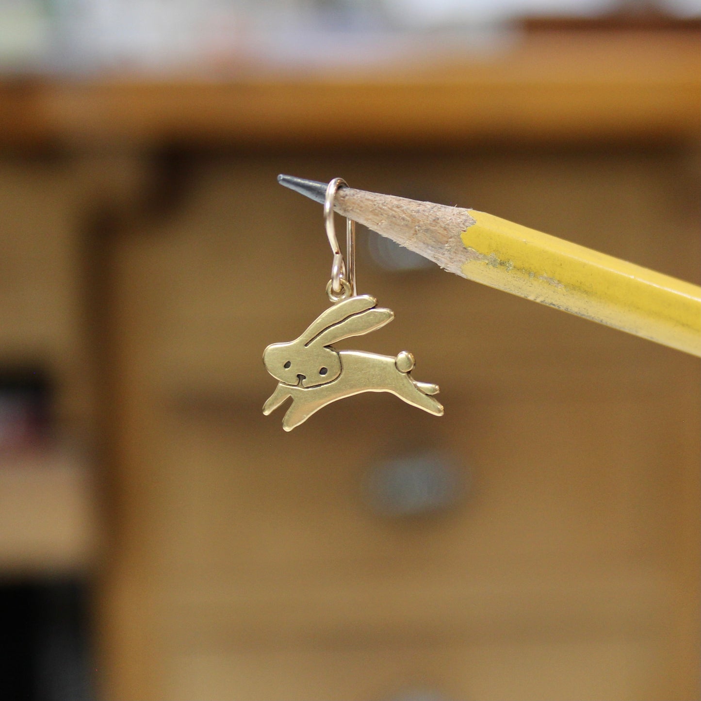 Gold Dipped Jumping Bunny Earrings
