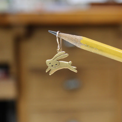 Gold Dipped Jumping Bunny Earrings