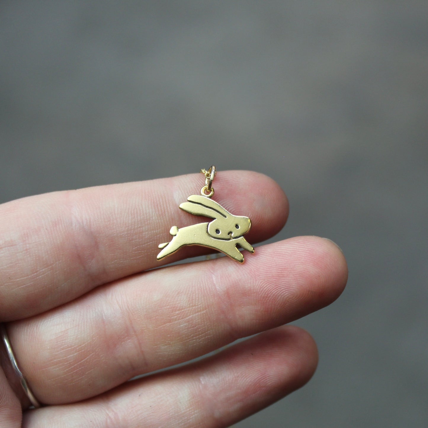 Gold Dipped Jumping Bunny Charm Necklace