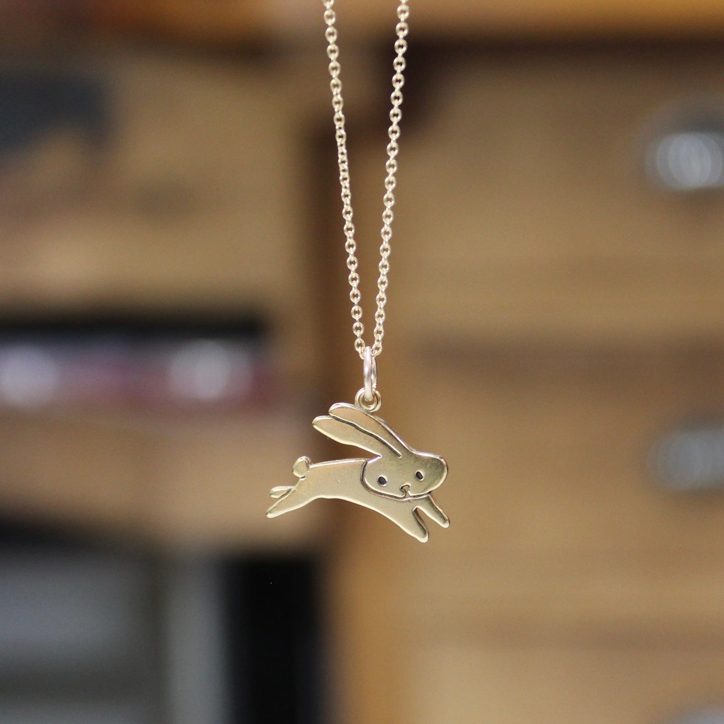 Gold Dipped Jumping Bunny Charm Necklace