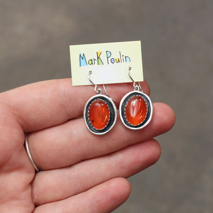 Carnelian Oval Dangle Earrings