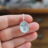 Sterling Silver and Enamel Dog Charm Pendant on Adjustable Sterling Chain