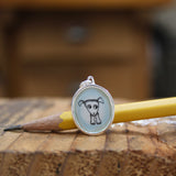 Sterling Silver and Enamel Dog Charm Pendant on Adjustable Sterling Chain