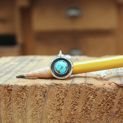 Modern Round Kingman Turquoise Pendant Necklace