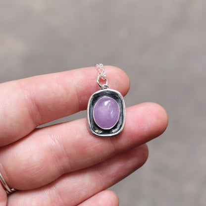 Lavender Amethyst Pendant in an Oxidized Sterling Silver Setting