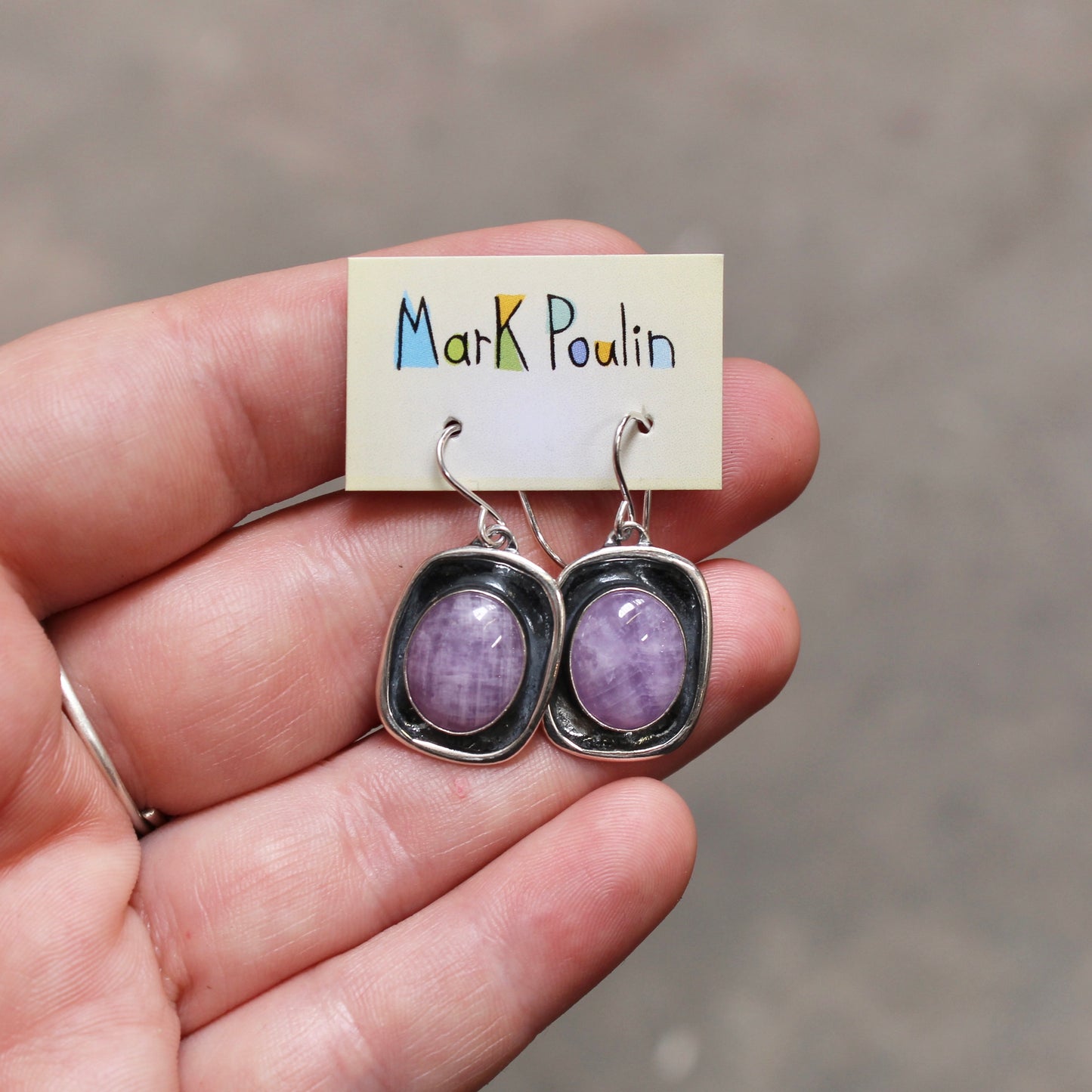 Lavender Amethyst Dangle Earrings in Oxidized Sterling Silver Settings