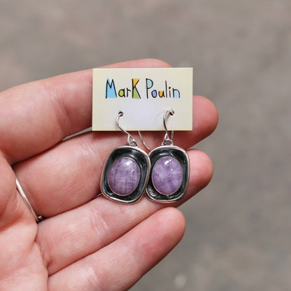 Lavender Amethyst Dangle Earrings in Oxidized Sterling Silver Settings