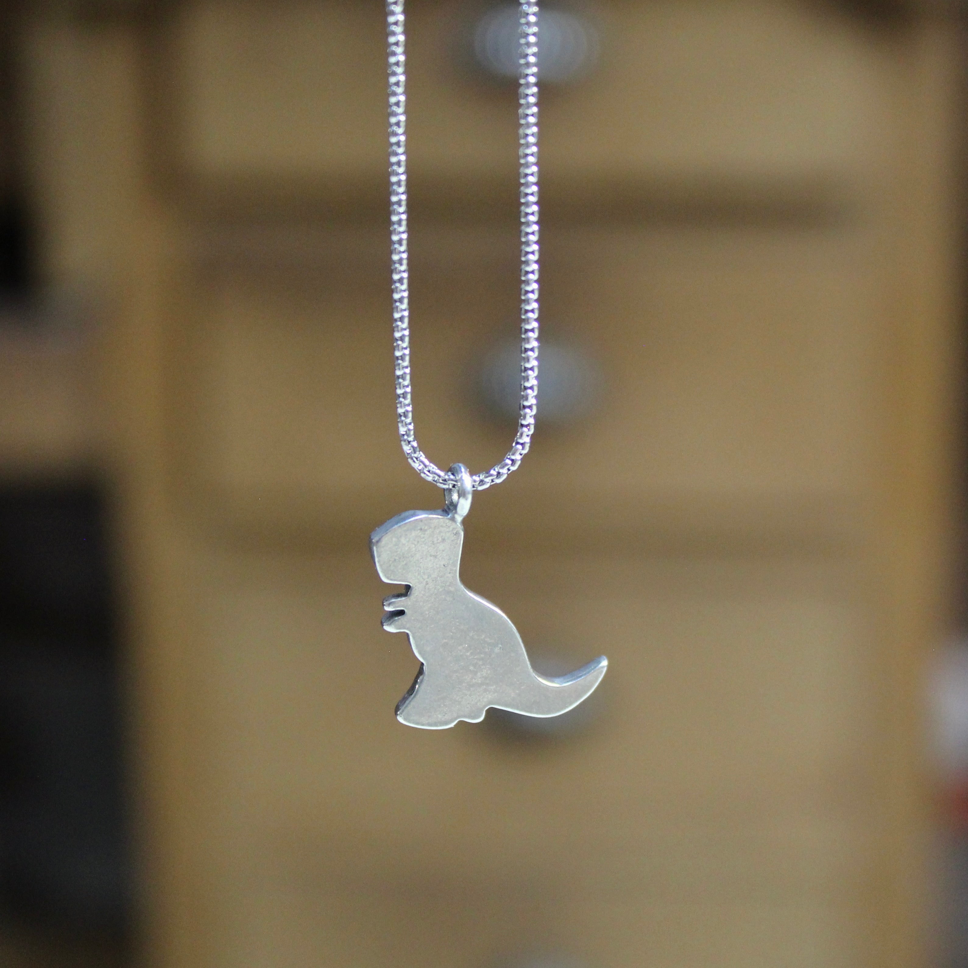 Portachiavi Ciondolo Con Dinosauro T-Rex, Colore Argento, Regalo Originale Per Appassionati Di Dinosauri