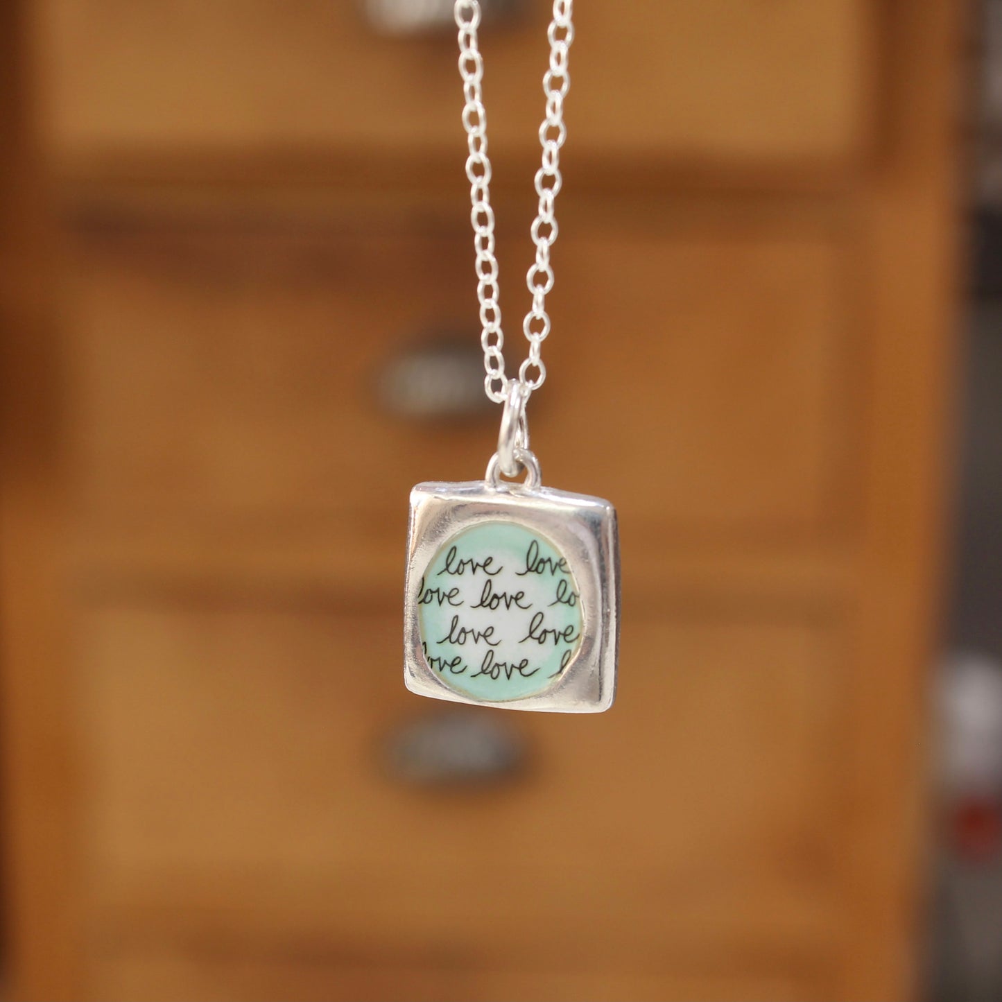 Reversible Love Dog Necklace - Sterling Silver and Enamel Puppy Love Pendant