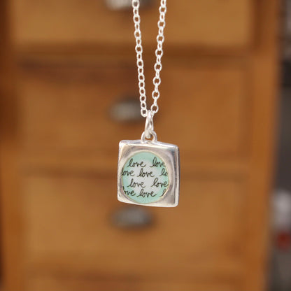 Reversible Love Dog Necklace - Sterling Silver and Enamel Puppy Love Pendant