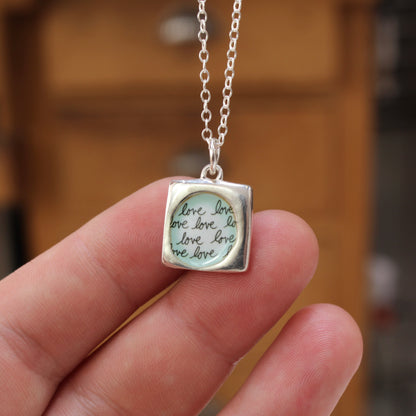 Reversible Love Dog Necklace - Sterling Silver and Enamel Puppy Love Pendant