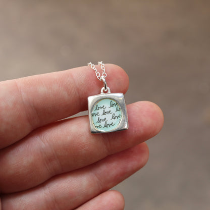 Reversible Love Dog Necklace - Sterling Silver and Enamel Puppy Love Pendant