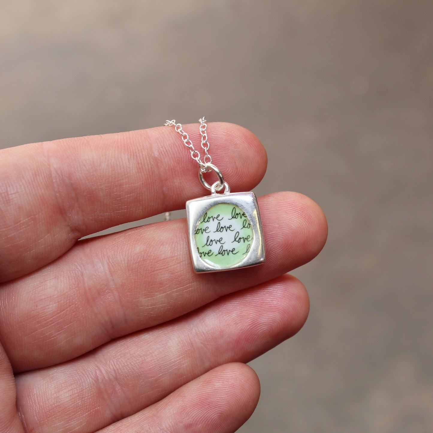 Reversible Love Cat Necklace - Sterling Silver and Enamel Kitten Love Pendant