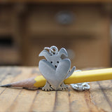 Pewter Dog Necklace - Peeking Dog Pewter Charm Necklace on Adjustable Stainless Steel Box Chain
