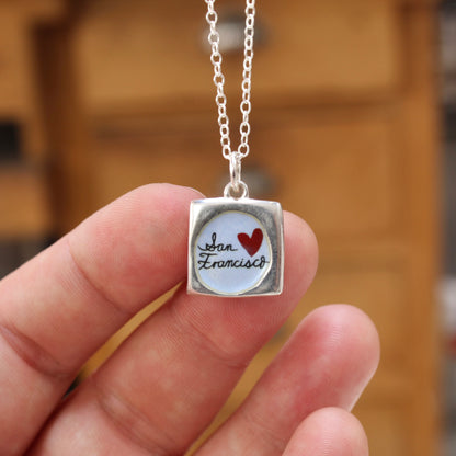 San Francisco Golden Gate Bridge Reversible Sterling Silver and Enamel Necklace